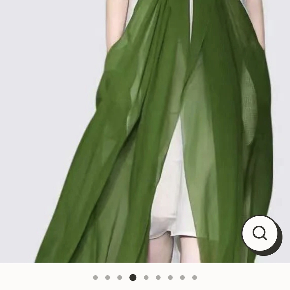 Elegant Green Sheer Long Cardigan - Picture 3 of 8